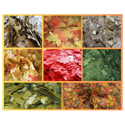 Set de folhas decorativas artificiais em várias cores e texturas