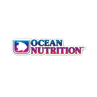 Logotipo com peixe branco e texto OCEAN NUTRITION