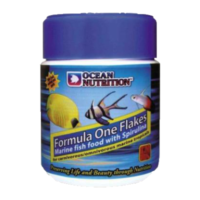 Frasco de alimento para peixes marinhos com tampa azul