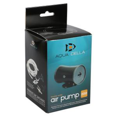 Caixa da bomba de ar AQUA DELLA air pump 200 preta e azul