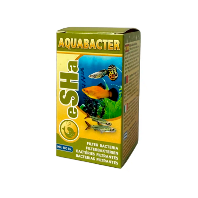 caixa do produto Aquabacter para aquários com imagens de peixes