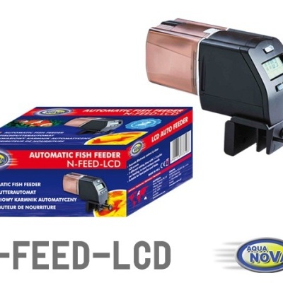 Alimentador automático de peixes N-FEED-LCD da Aqua Nova com caixa