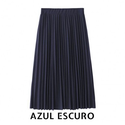 Saia midi plissada azul escuro