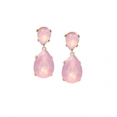 Brincos femininos com pedras cor-de-rosa em forma de gota
