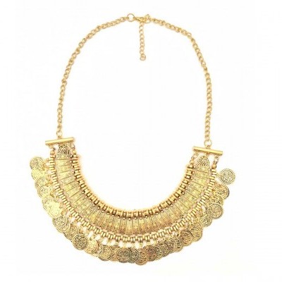 Colar dourado com moedas decorativas e corrente ajustável