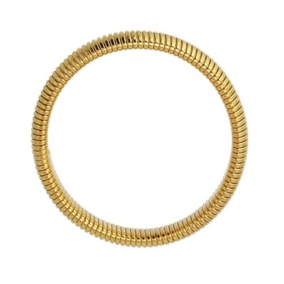 Pulseira dourada circular com superfície texturizada