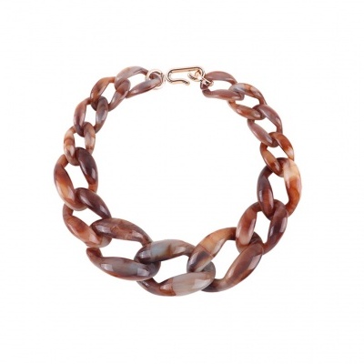 Colar corrente grosso marrom com fecho dourado