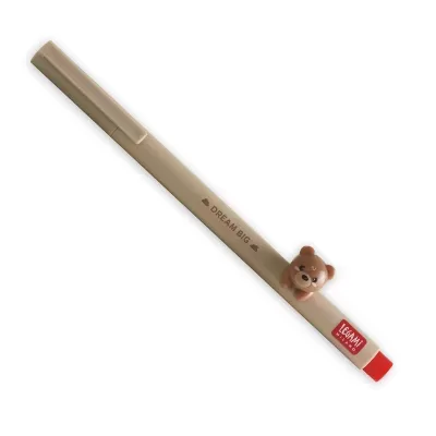 Caneta bege com ursinho 3D e texto DREAM BIG