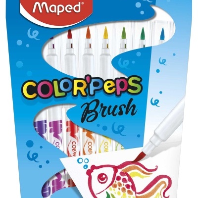 Conjunto de 10 marcadores ColorPeps Brush Maped com pontas pincel coloridas