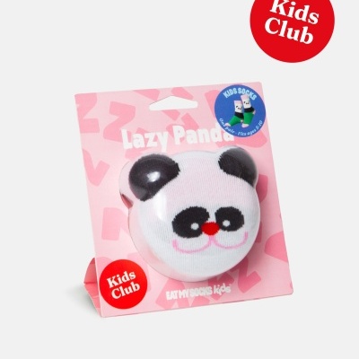 Embalagem de meias infantis com estampa de panda e rótulos Kids Club