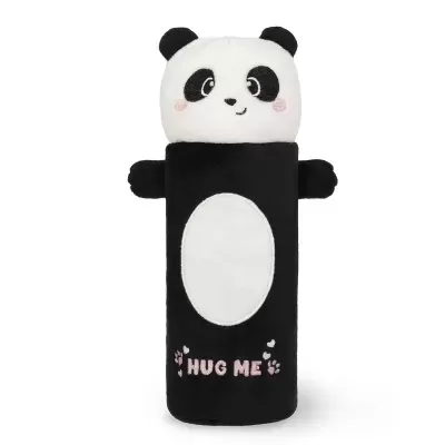 Peluche de panda preto e branco com mensagem HUG ME