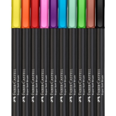 Conjunto de 10 marcadores Faber-Castell com tampas coloridas