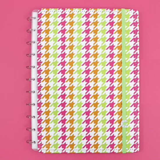 Caderno Grande Príncipe De Gales New York - Caderno Inteligente Caderno com capa colorida e elástico verde