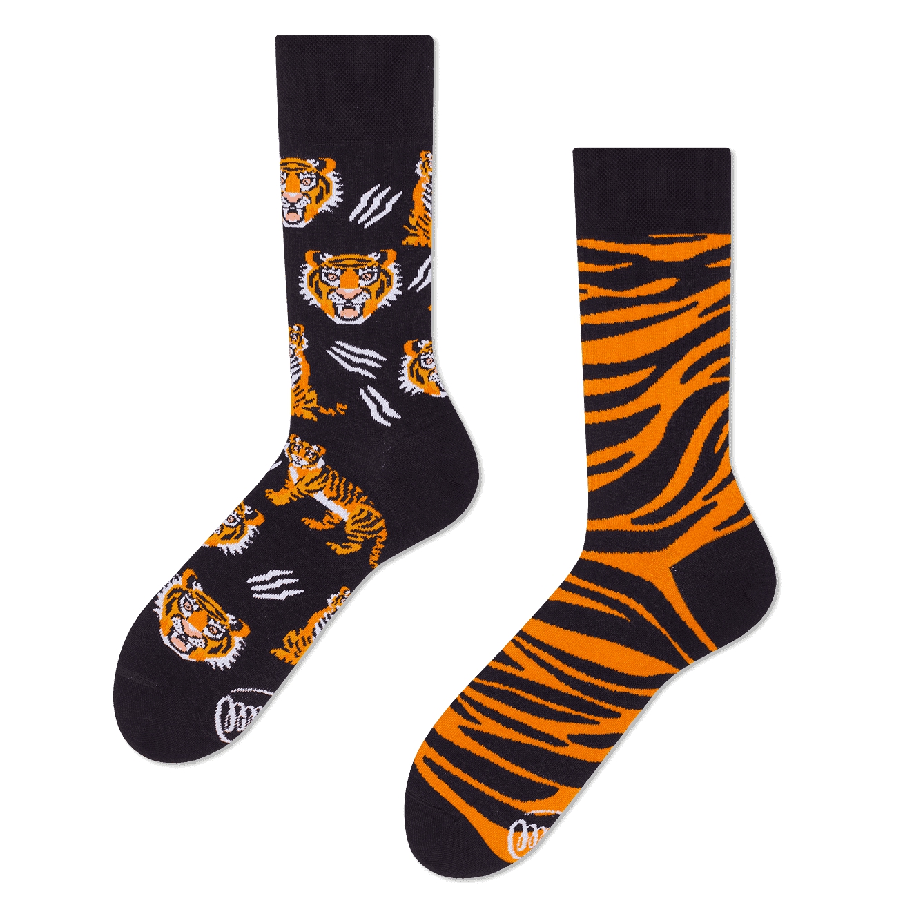 MEIAS MANY MORNINGS - Feet Of The Tiger Par de meias com padrões de tigres em preto e laranja