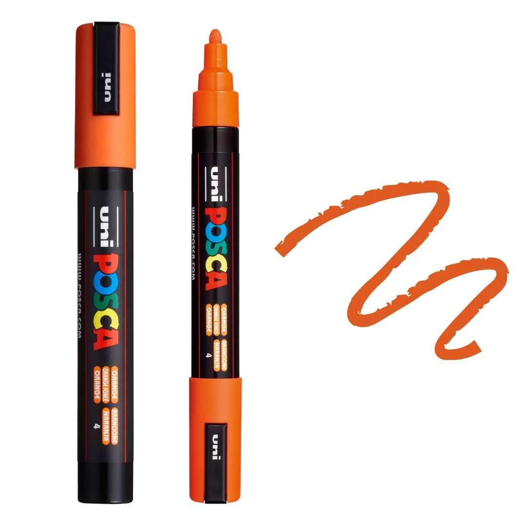 Marcador Posca PC-5M Laranja Marcador Uni POSCA com tampa e ponta larga laranja