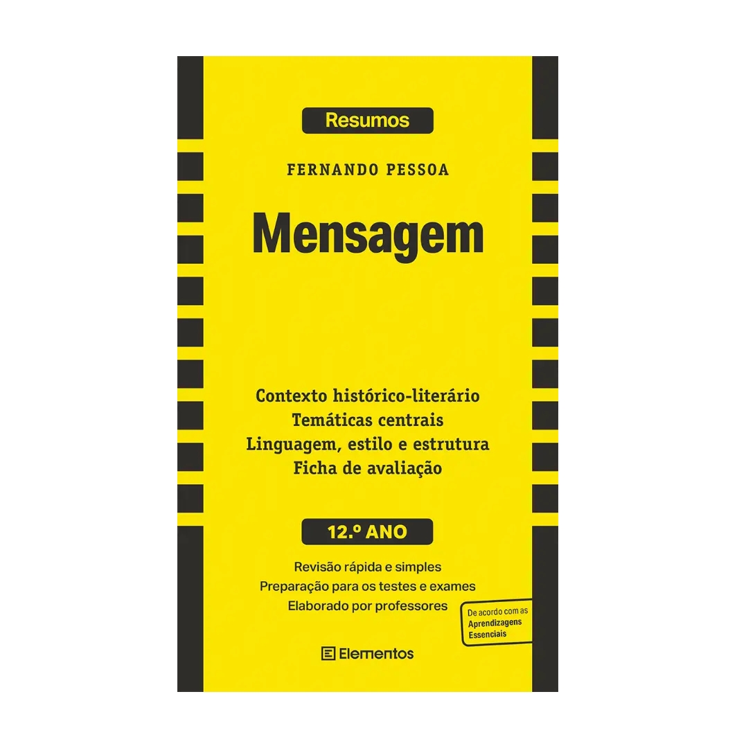 Resumos - Mensagem - Fernando Pessoa - 12.º ano Capa do livro 'Mensagem' de Fernando Pessoa com fundo amarelo e texto em preto