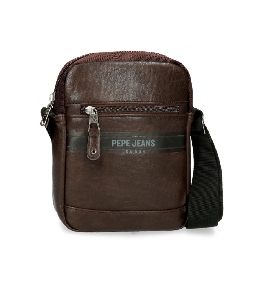 Bolsa de Tiracolo Pepe Jeans Horley Castanho Bolsa castanha pequena Pepe Jeans London com alça preta