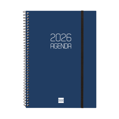Agenda Finocam 2026 Semanal Beta Azul Agenda 2026 azul escuro espiralada com elástico preto