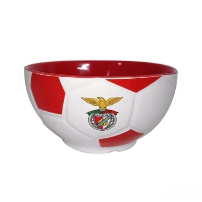Taça de cerâmica com padrão bola de futebol e emblema do SL Benfica