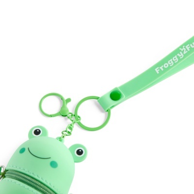 Chaveiro silicone verde com design de rã e tira Froggy Fun