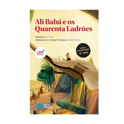 Capa do livro 'Ali Babá e os Quarenta Ladrões' com ilustração e selo de leitura recomendada