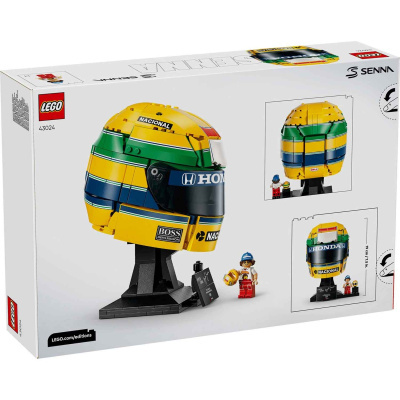 Caixa LEGO com capacete de corrida e mini figura