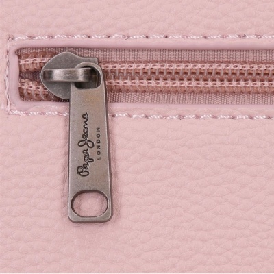 Fecho de correr metálico em couro sintético rosa claro
