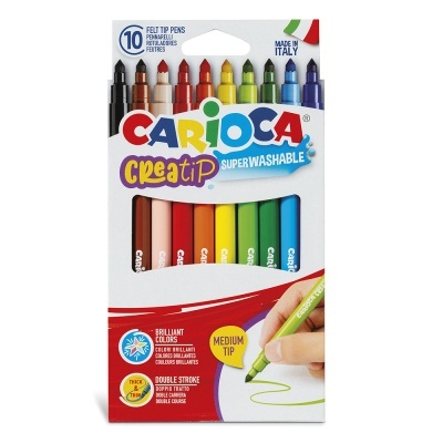 Pack de 10 canetas feltro coloridas CARIOCA Creatip superlaváveis
