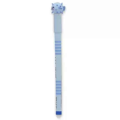 Caneta azul com figura de peixe na extremidade