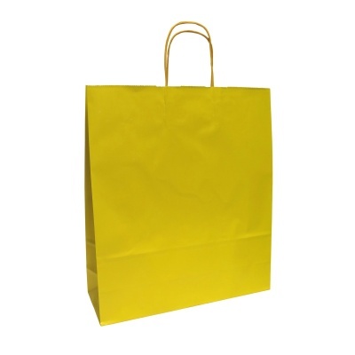 Saco de papel amarelo com alças