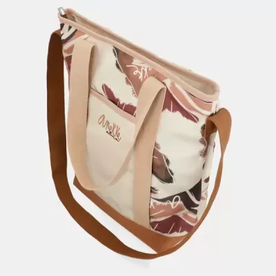 Mala tipo tote com padrão floral e inscrição Anekke