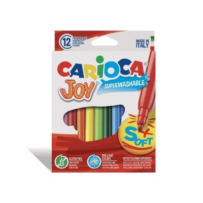 Embalagem de marcadores de feltro coloridos CARIOCA Joy com 12 unidades.