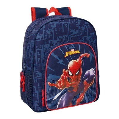 Mochila infantil azul e vermelha com estampa Spider-Man da Marvel