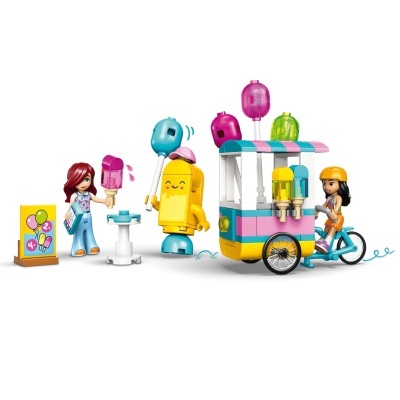 Brinquedo de figuras e carrinho de gelados colorido com acessórios