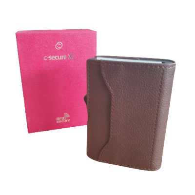 Carteira castanha com embalagem cor-de-rosa c-secure XL
