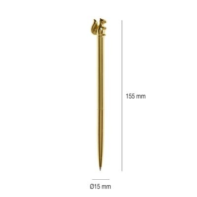 Caneta dourada metálica com clip decorativo