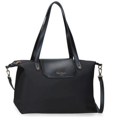 Mala preta com alças e detalhes dourados Pepe Jeans