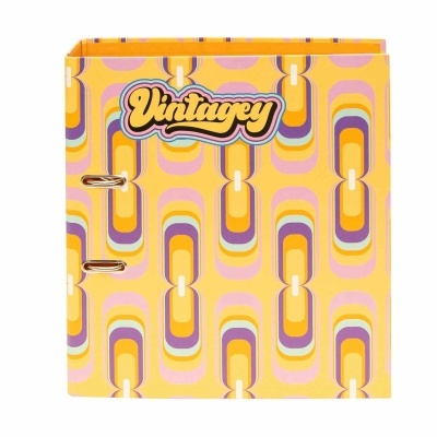 Arquivo com padrão retro colorido e texto Vintagey