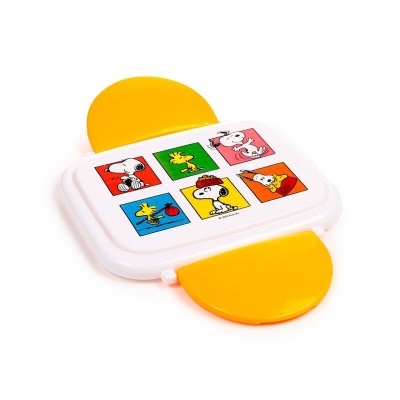 Tampa para recipiente com desenhos dos personagens Snoopy e Woodstock