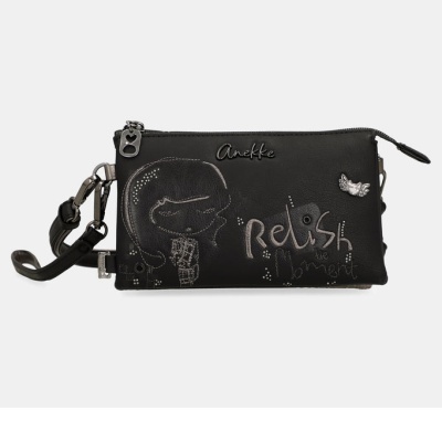 Bolsa preta com ilustração e texto Relish the moment.