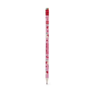 Lápis cor-de-rosa com desenho de ursos e cerejas e texto Legami Milano