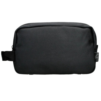 Necessaire preta de tecido com etiqueta Pepe Jeans.
