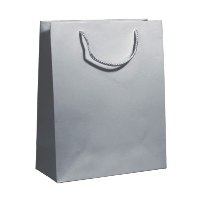 saco de papel cinzento claro com alças de corda