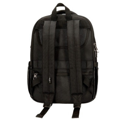 Mochila preta com alças acolchoadas vista de trás