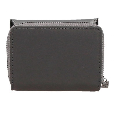 Carteira preta em material sintético com fecho de correr