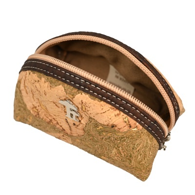 Carteira ou porta-moedas em cortiça com fecho de correr