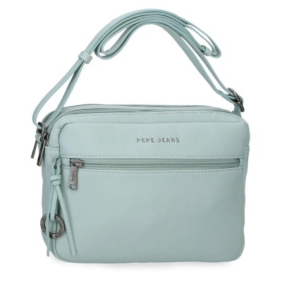 Mala de ombro azul claro Pepe Jeans com fecho de correr e logo em relevo