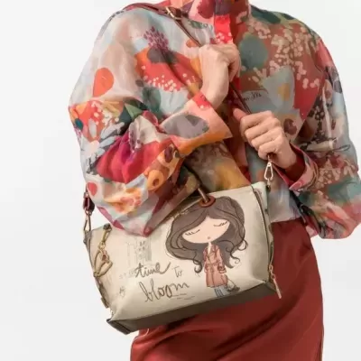 Mala feminina com ilustração e texto Time to bloom
