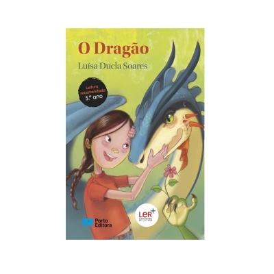 Capa do livro 'O Dragão' com ilustração de rapariga e dragão