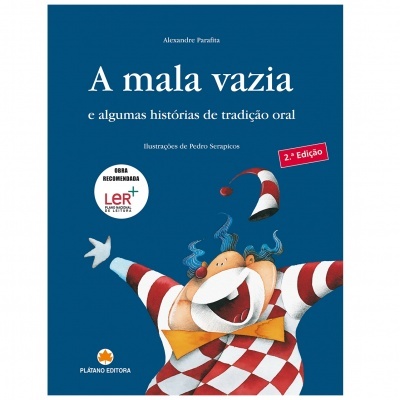 Capa de livro azul com ilustração de personagem alegre e texto em branco